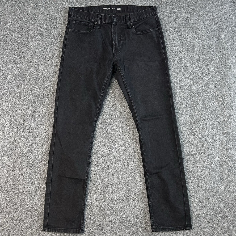 Old‎ Navy Men's Black Skinny Jeans 31x32 Never-Fade Stretch Denim EUC